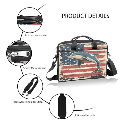 Maletín Vintage Bandera Americana para Laptop 15 pulgadas miniatura 4