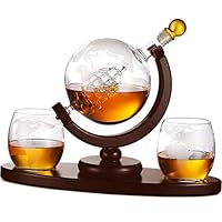 Algopix Similar Product 9 - Whiskey Decanter Globe Set with 2