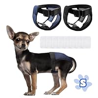 2er Pack Hundewindeln Wiederverwendbare Läufigkeitshose für Hündinnen Hundewindeln Für Hündinnen mit 8 Damenbinden Verstellbare Schutzhose für Waschbare Schutzhose, Schwarz und Blau, S
