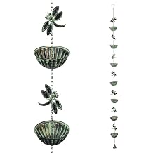 Alpine Corporation QES142HH Metal Hanging Dragonfly Chain Rain Catcher, Stylish Decor for Garden, Patio, Lawn, 74" H