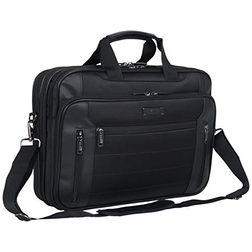 Kenneth Cole Reaction Keystone 1680D Polyester Dual Compartment 17" Laptop Business Portfolio, Black #TOP1