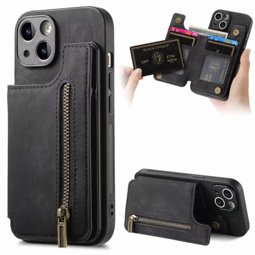 Funda de piel sintética tipo cartera para Xiaomi Redmi 14C con tarjetero y cierre magnético para Xiaomi Redmi 14C, color negro