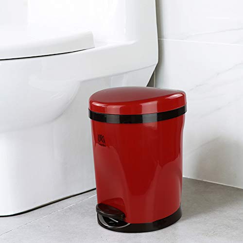 Caneca de basura circular con pedal 8.3 L roja miniatura 5