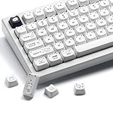 XVX Cute Cat Keycaps, Mao Profile White PBT Keycaps, 143 Keys Meow Meow Keyboard Keycap Sets Compatible with 65% 75% 96% 100% Cherry Gateron MX Switches Mechanical Gaming Keyboard