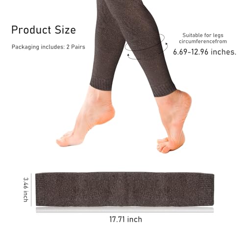 Image of 2 Pairs Women Knit Leg Warmers, Knee High Knit Warm Thermal Acrylic Winter Leg Sleeve Winter Warm Long Boot Socks