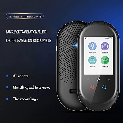 T8 translator showing AI robots, multilingual intercom, and recordings features