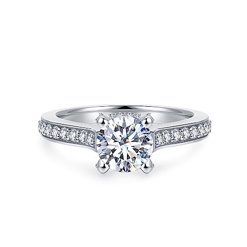 14K Gold Moissanite Rings 14k Gold Solitaire Ring 1 Carat Round Brilliant Cut Moissanite Engagement Rings2