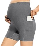 GLAMIX Women's Maternity Yoga Shorts 5' Stretch Over The Belly Workout Active Biker Pregnancy Short...