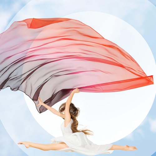 Image of Jecery 2 Set Praise Dance Flags, Orange-red-purple, 55'' X 78 inch