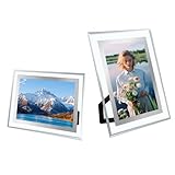 Lyhsens 2 marcos de cristal plateados modernos de 10 x 15 cm, horizontales o verticales.