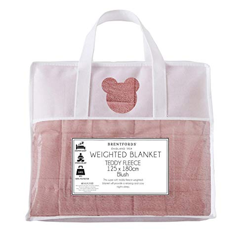 Brentfords Teddy Weighted Blanket for Adults Sleep Therapy Anxiety Stress Relief Super Soft Throw, Blush Pink, 125 x 150cm - 4kg(Disclaimer: Only suitable for age 3+ years)