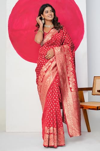 Image of Subham Saree for Woman Silk Cotton Kanjivaram | Soft Daily Wear Golden Zari Sari with Jacquard Blouse Piece