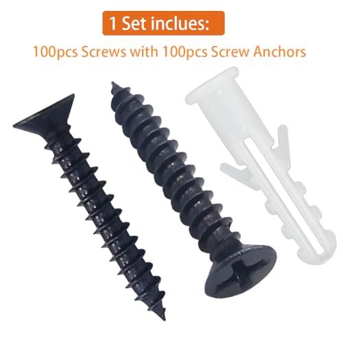 Kit de 100 tornillos para madera M4 negros con cabeza plana Phillips miniatura 2