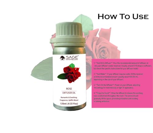 Image of Sage Apothecary Diffuser Oil for Relaxation, Calm Mood, 125 ml (125 ml, Rose)