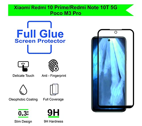 Image of Tempered Glass Screen Guard Protector with Edge to Edge Full samsung redmi Screen Coverage and Easy Installation Kit, Redmi 10 PRIME