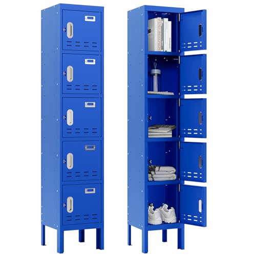 Image of BUTISOW Metal Lockers - 66 inch Height Steel Lockers for Employees with 5 Door Storage Locker with Card Slot for Employees Gym School Home Office Garage - Assembly Required