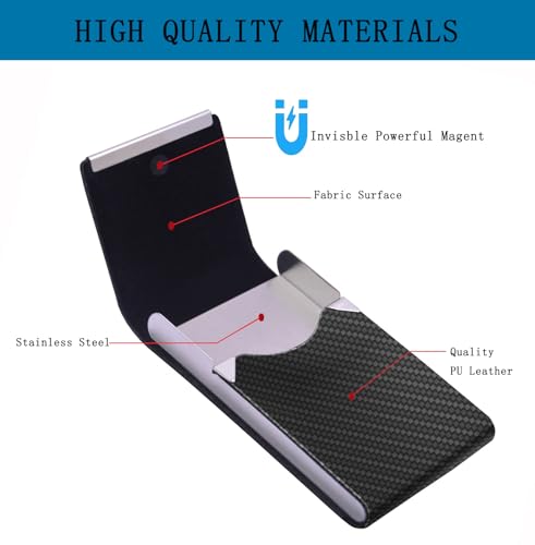 Business Card Holder with Ultra Slim Design,Business Card Case with Premium PU Leather,Suit Pocket Metal Card Holder for Women/Men,Professional Name Card Holder with Magnetic Shut (Black1) - Image 4