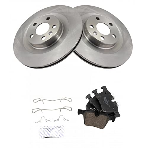 Image of TRQ Rear Brake Pad and Rotor Set Ceramic Vented Rotors | For 2019 Volvo S60 2017-2019 S90 V60 2018-2019 V90 V90 Cross Country XC60 XC90