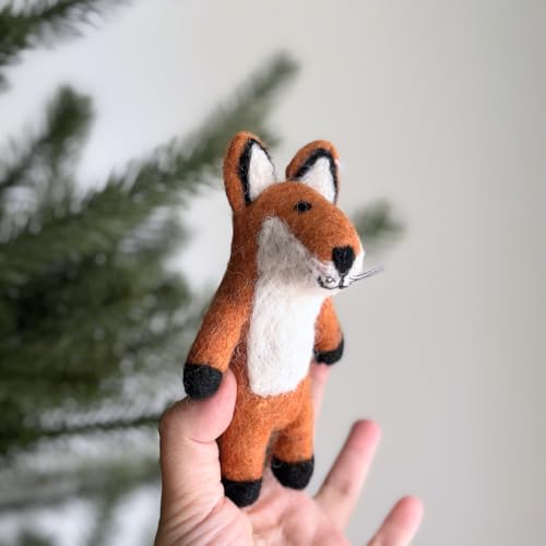 Handmade Red Fox Finger Puppets, Wool Felt Fox Finger Puppet, Animal Finger Puppet, Fair-Trade Storytelling Puppets, Kids Educational Toy, Eco-Friendly Puppet for Kids Play, Unique Gifts for Children