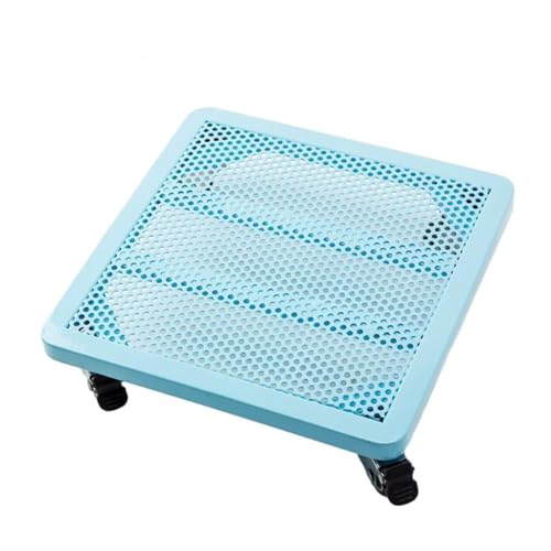 Supporto per vasi in metallo nero resistente, carrello quadrato per interni ed esterni grandi vasi da fiori – vassoio con rastrelliera, 25 x 25 x 9 cm, sottobicchiere verde per una facile mobilità