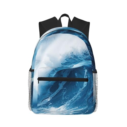 Sac à dos motif vague ergonomique et ultra léger avec compartiment PC renforcé