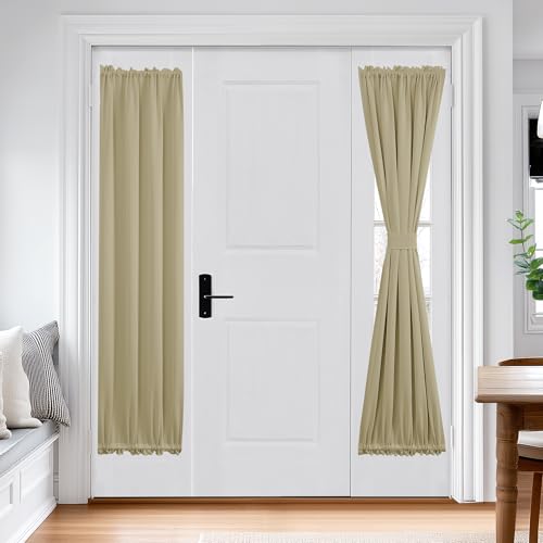 Deconovo Blackout French Door Curtains for Door Window, Dual Rod Pocket