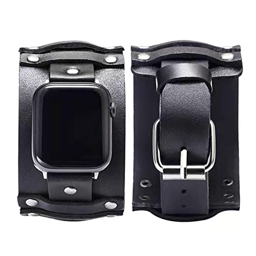 Bracelet en cuir Apple Watch large vintage noir pour éviter les irritations