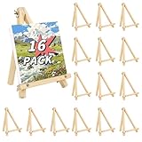 16 Pack 9 Inch Easel for Painting, Wooden Easel Stand Canvas Stand for Sign Table Top Small Art Easel for Artists and Students