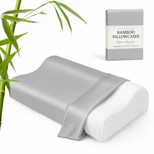 Image of Cooling Contour Cervical Pillowcase, Light Grey, 24x14x5 /3.7 Inches, 1 Pack