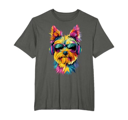 Imagen de Yorkshire Terrier con Gafas de Sol Amante los Perros Yorkie Camiseta