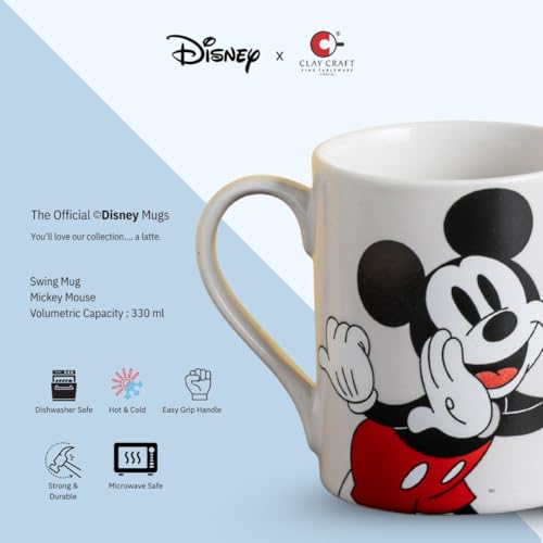 Image of Clay Craft x Official Disney Mickey and Minnie Valentine Special Ceramic Mug Set (Set of 2, 330ml) - Romantic Couple Gift for Valentine's Day, Anniversary & Wedding - Microwave & Dishwasher Safe