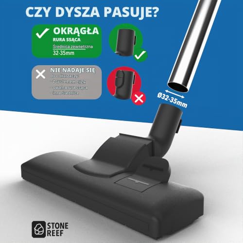 Uniwersalna dysza do odkurzacza premium z podnośnikami nici do rur 32–35 mm – dysza przełączająca z rolkami i uchwytem – kompatybilna z Kärcher Siemens Bosch Miele Philips AEG Rowenta – dywan i twarde