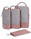 BAGSMART 4 Set Compression Packing Cubes for Travel, Lightweight Vacation Travel Essentials for Women, Travel Accessories for Suitcase Organizer Bags Set, Durable Luggage Organizer Travel Bags