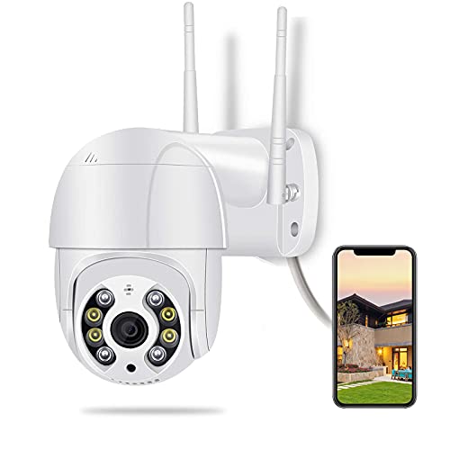 BESDERSEC Security Camera Outdoor,1080P WiFi Pan Tilt Home Security Camera System Dome Surveillance Cameras, 2-Way Audio Motion Detection 196ft Night Vision Waterproof Camera for Home Security, White