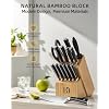 KnifeSaga Knife Set 15 Pcs Kitchen Knife Block Set, Enduring Razor-Sharp High Carbon Stainless Steel Knife Set with Block and Sharpener, Premium Knives Set for Kitchen, Natural Bamboo Valentine's Gift