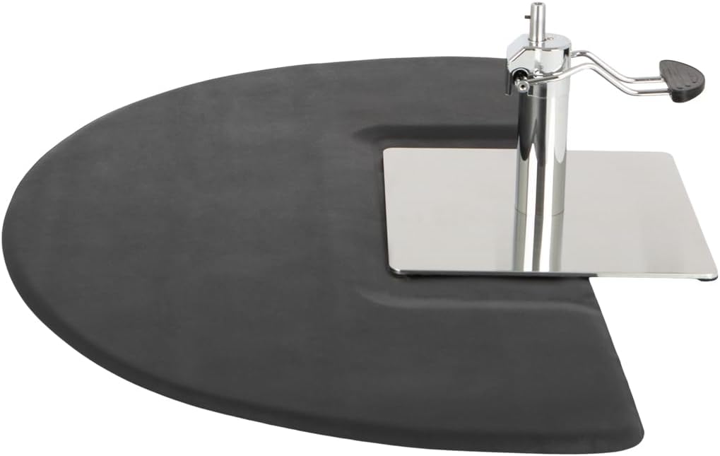 Buy-Rite 3' x 5' Super Soft Semicircle Anti-Fatigue Salon Mat, 5/8” Thick, Square Cut-Out for Styling Chairs, Puncture Proof & Easy to Clean, Black, SHP-SS3050CSQR5/8