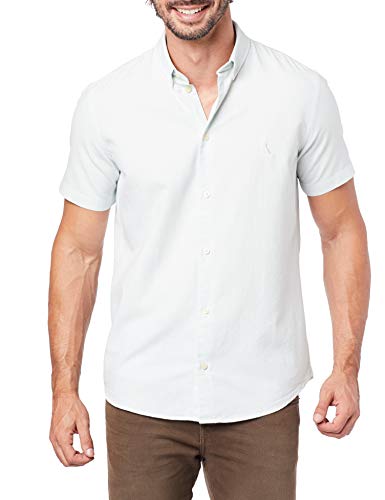Camisa Básica Manga Curta Oxford, Reserva, Masculino, Verde Agua, M