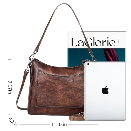 Image of Iswee Leather Crossbody Bags for Women Shoulder Purse Medium Hobo Genuine Leather Satchel Purses and Handbags