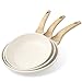 YASHE Ensemble de poêles antiadhésives, 3 pièces – Poêles en granit de 20/24/28 cm, compatibles induction, saines et durables, idéales pour les omelettes et la cuisine quotidienne, blanc