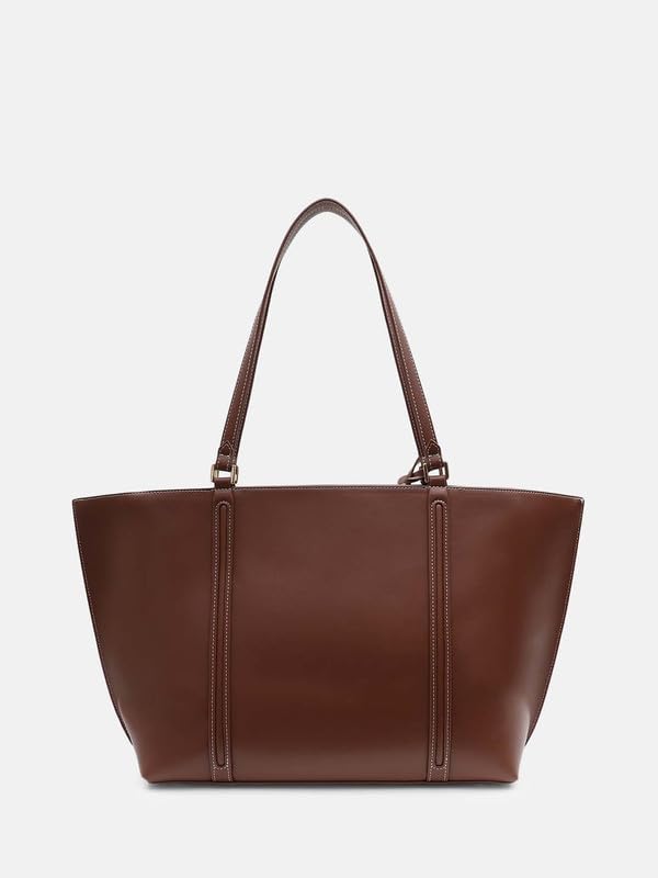 Image of Kazo Ryn Tote Bag | Premium Faux Leather Handbag for Women | Modern Oversized Structured Shopper with Contrast Edge Detail | Brown | Fits 15 inch Laptop