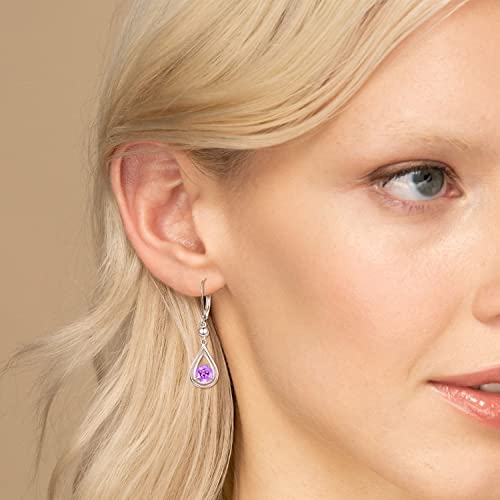 Dangle Drop Birthstone Earrings 925 Sterling Silver Leverback Earrings 14K White Gold Birthday Anniversary Fine Jewelry For Women Girls (June) #TOP4
