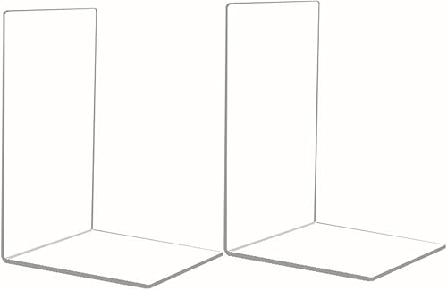 Miniatura 1 de JIARI 2 pares de sujetalibros de acrílico transparente organizador de libros sujetalibros sujetalibros apoya tapones de libro antideslizante soporte