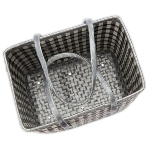 Image of Arnavira Handmade Multipurpose Basket with Lid 4L Used as Mini Basket For Organiser, Makeup Items Storage,Kids Tiffin Basket (X-Small) (18x12x19 cm) (Silver White, X Small)