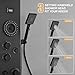 BATHLAVISH 6 in 1 Shower Panel Tower System, Rainfall Shower Panels Set w/LED and Digital Display Stainless Steel Shower Tower with Waterfall Tub Spout 2-Type Massage Jets Handheld Head Matte Black