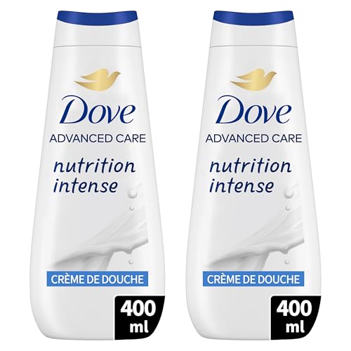 DOVE - Crème de douche Advanced Care Nutrition intense - Respecte la peau - Testé dermatologiquement - Sensation de peau douce pendant 24h (lot de 2x 400ml)