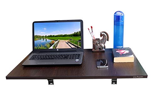 Image of Madhuran Engineered Wood Wall Mounted Folding Study Table (80X53 CM, Matte Wenge)