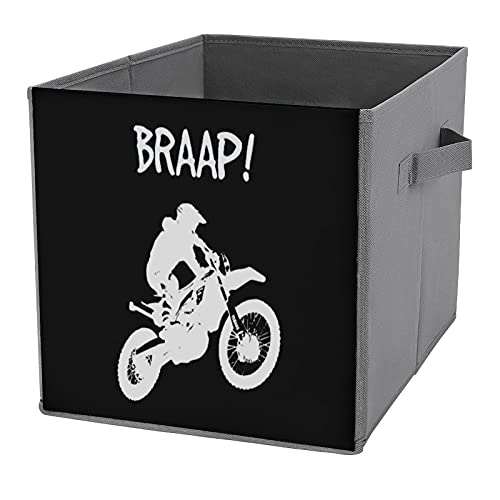 Velorest Foldable Fabric Storage Cubes Organizer with Handles Dirt Bike - Motocross-2 AntiMultiple Colors, Durable Storage Baskets for Bedroom,Living Room,Nursery(10.6 inch)