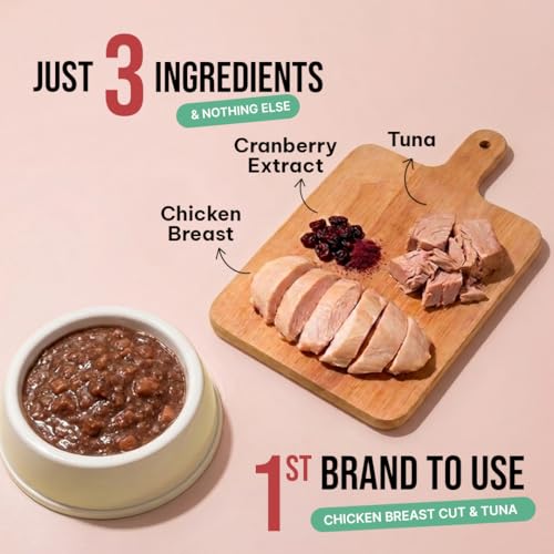 Image of Zoomies Wet Stuff Total Care Cat Wet Food, Tuna & Chicken with Cranberry Extract, 6 x 85g Pouches Pack of 6