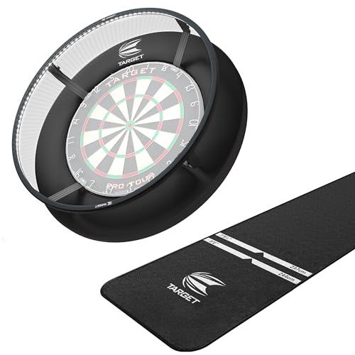 Target Darts Corona Lighting System, Pro Tour Black Surround and Champion Dart Mat - Dart Light, Surround and Oche Mat Bundle