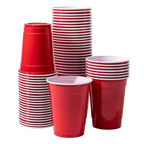 Buy & Delight Red Disposable Plastic Cups 12 oz (350ml) BPA Free and Recyclable Polystyrene 50 Count for Parties ~ All Events ~ Birthday - Wedding - BBQ - Outdoor - Christmas
